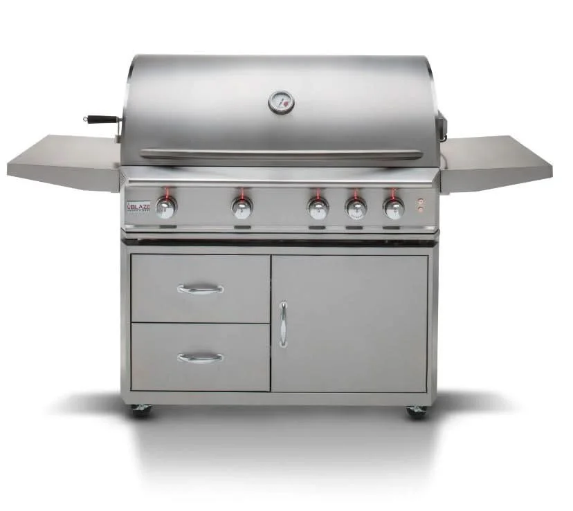 Blaze Professional LUX - 44-Inch 4-Burner Freestanding Grill - Natural Gas with Rear Infrared Burner - BLZ-4PRO-NG + BLZ-4PRO-CART-LTSC