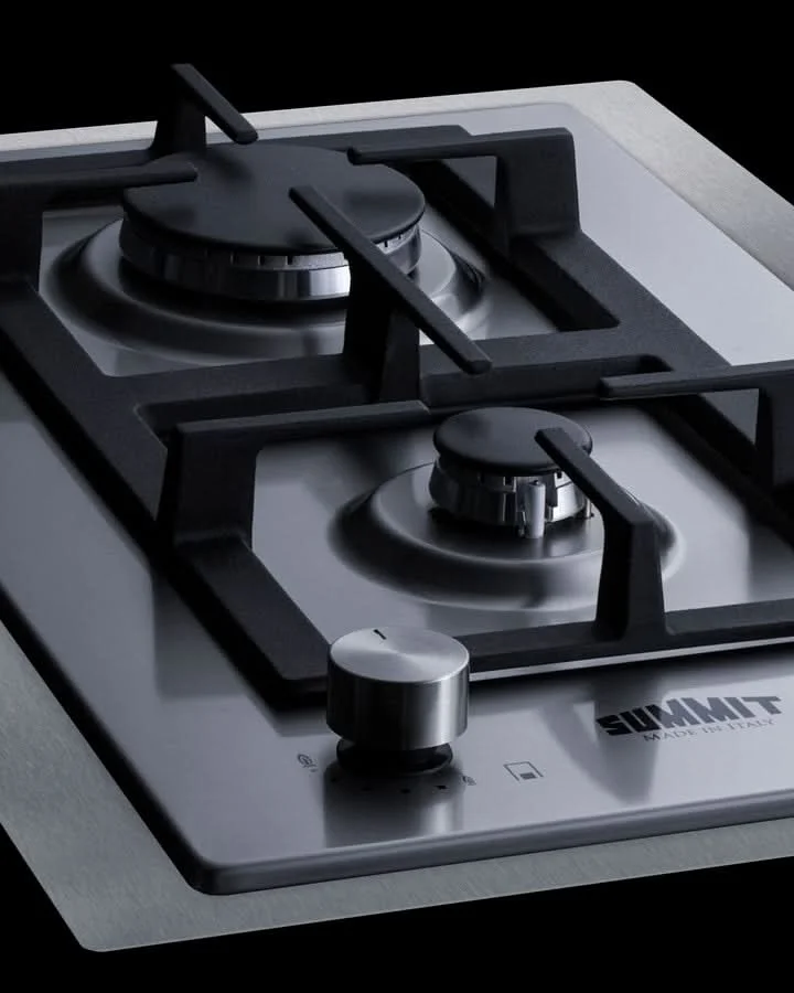 Summit 15 Wide 2 Burner Gas Cooktop In Stainless Steel - GCJ2SSTK15