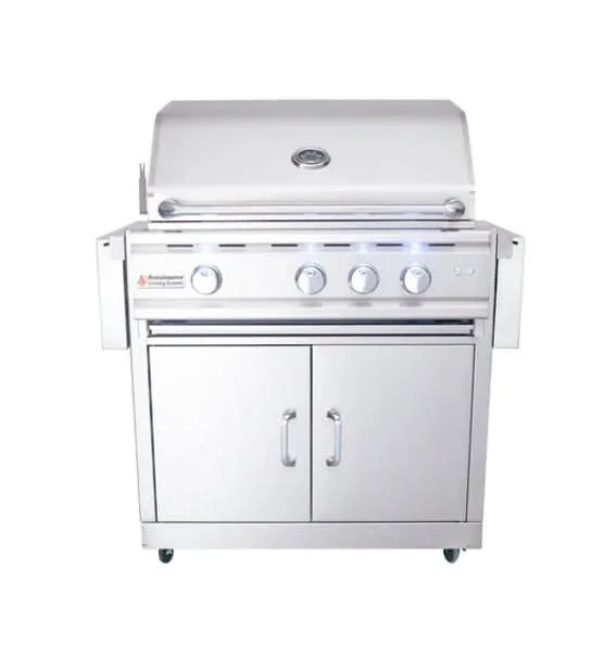 RCS Cutlass Pro Grill - 30-Inch - Freestanding Grill - Liquid Propane Gas - with Blue LED w/Rear Burner - RON30ALP + RONMC