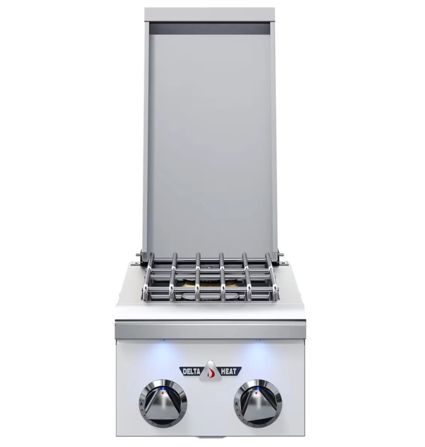 Delta Heat 12-in Built-In Natural Gas Double Side Burner - White Control Panel - DHSB2-DWN