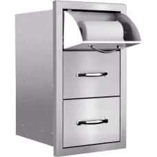 Summerset 17" Vertical 2 Drawer & Paper Towel Holder Combo Masonry - SSTDC-17M