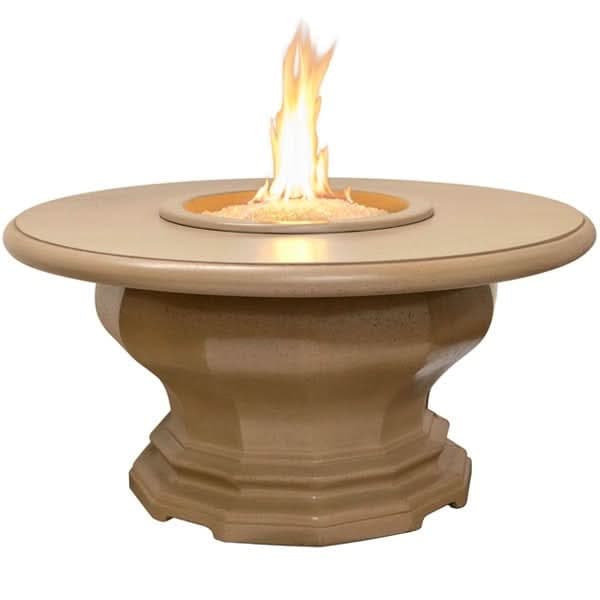 American Fyre Designs 24 Inch Round Inverted Firetable with Concrete Table Top, Cafe Blanco, Propane Gas- 629-CB-11-M2PC