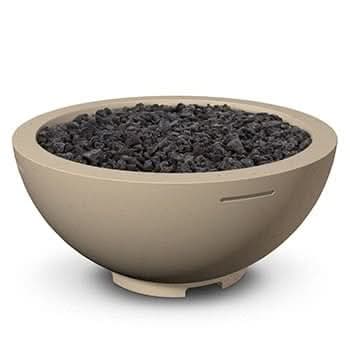 American Fyre Designs 32 Inch Round Fire Bowl, Cafe Blanco, Propane Gas- 733-CB-11-M6PC
