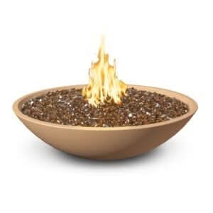 American Fyre Designs 40 Inch Marseille Round Fire Bowl with Water Spout, Black Lava, Natural Gas- 752-BA-80-M6NC