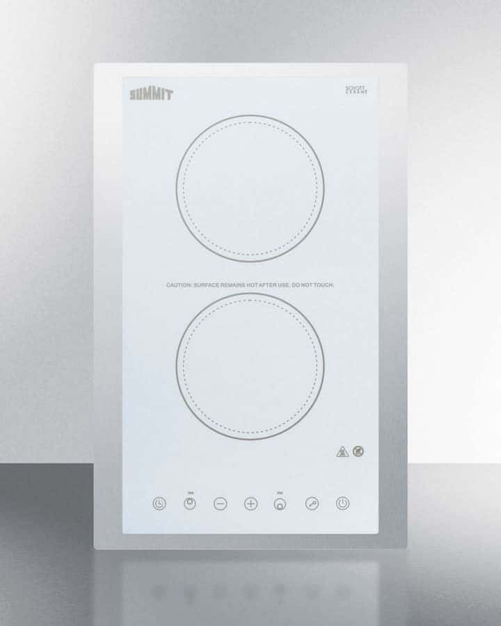 Summit 15 Wide 115V 2-Burner Radiant Cooktop White - CR2B15T2WTK15