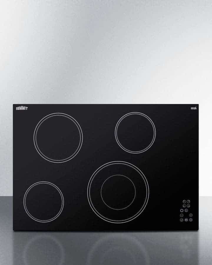 Summit - 30 Wide 208-240V 4-Burner Radiant Cooktop - CR4B30T11B