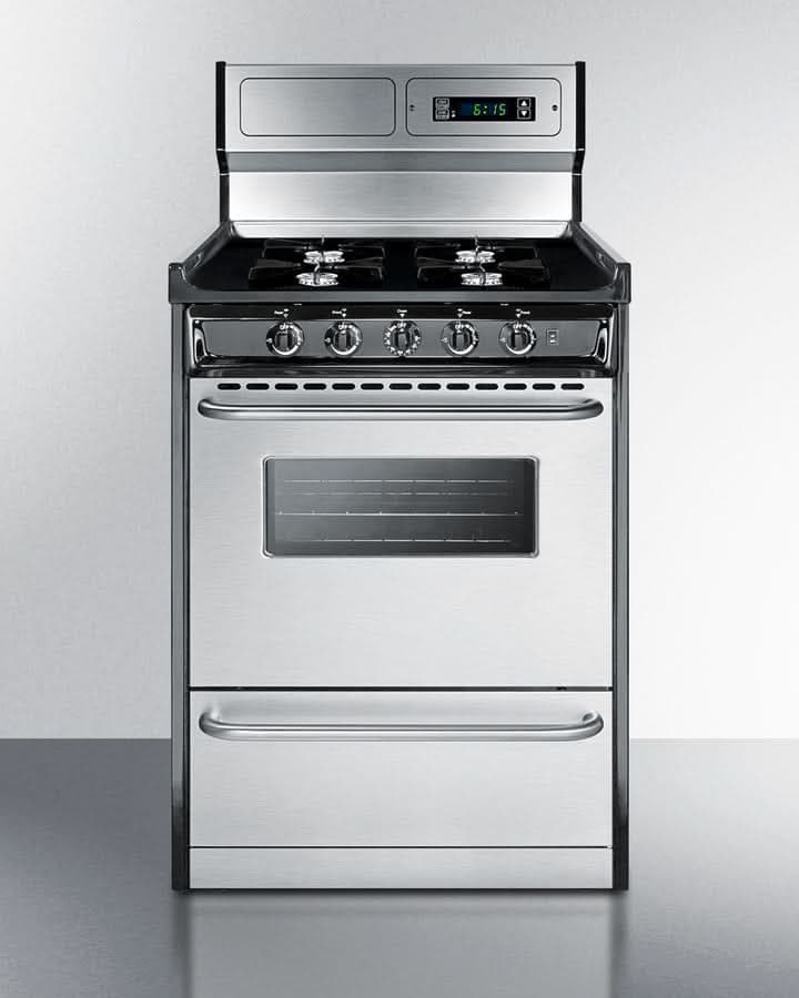 Summit - 24 Wide Gas Range, Open Burners - TNM6307BKW