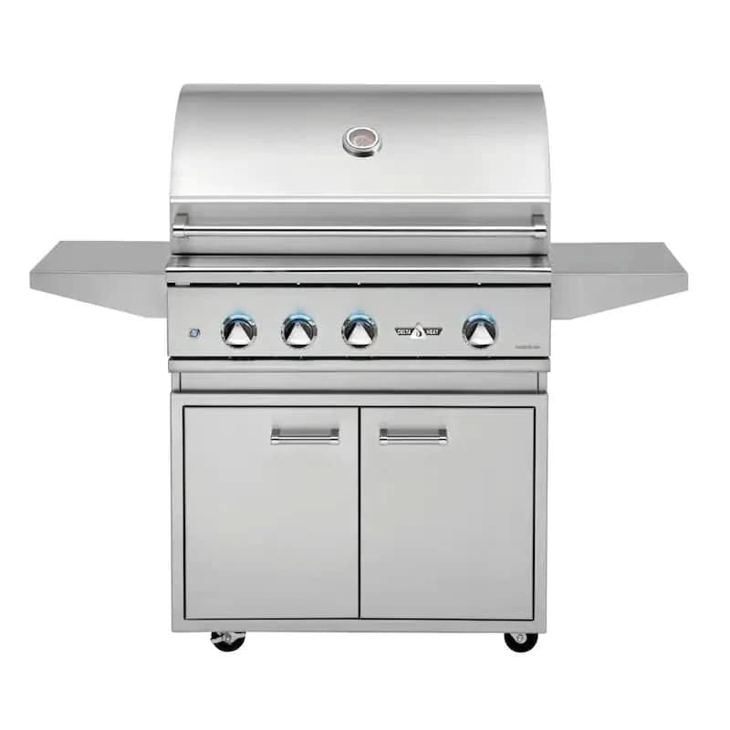 Delta Heat - 32-Inch 3-Burner Freestanding Grill with Infrared Rotisserie Burner - Liquid Propane Gas - DHBQ32R-DL + DHGB32-C