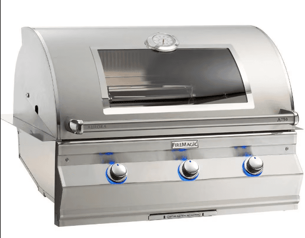 Fire Magic Aurora A790I - 36-Inch 3-Burner Built-In Grill with Magic View Window and Analog Thermometer - Natural Gas - A790I-7EAN-W