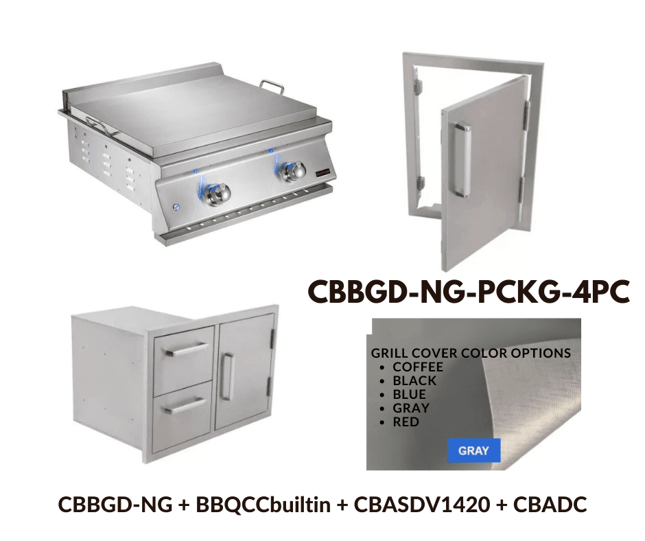 Whistler Standard Package Built-in Gas Griddle with Stainless Steel Access door, Door Drawer Combo and Custom Grill cover with 5 year warranty NG