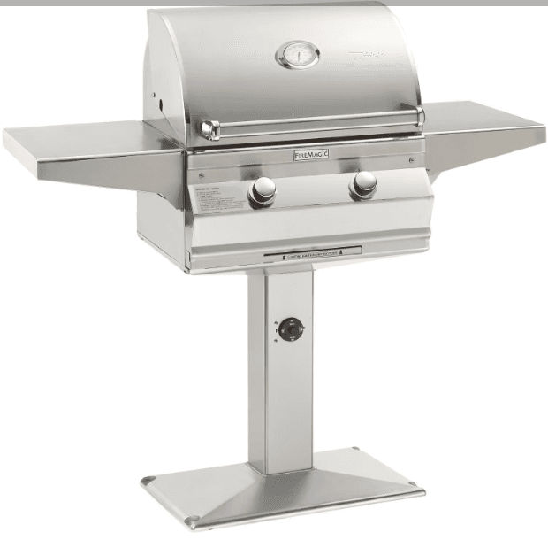 Fire Magic Choice Multi-User - 24-Inch 2-Burner Patio Post Grill with Analog Thermometer - Liquid Propane Gas - CM430S-RT1P-P6