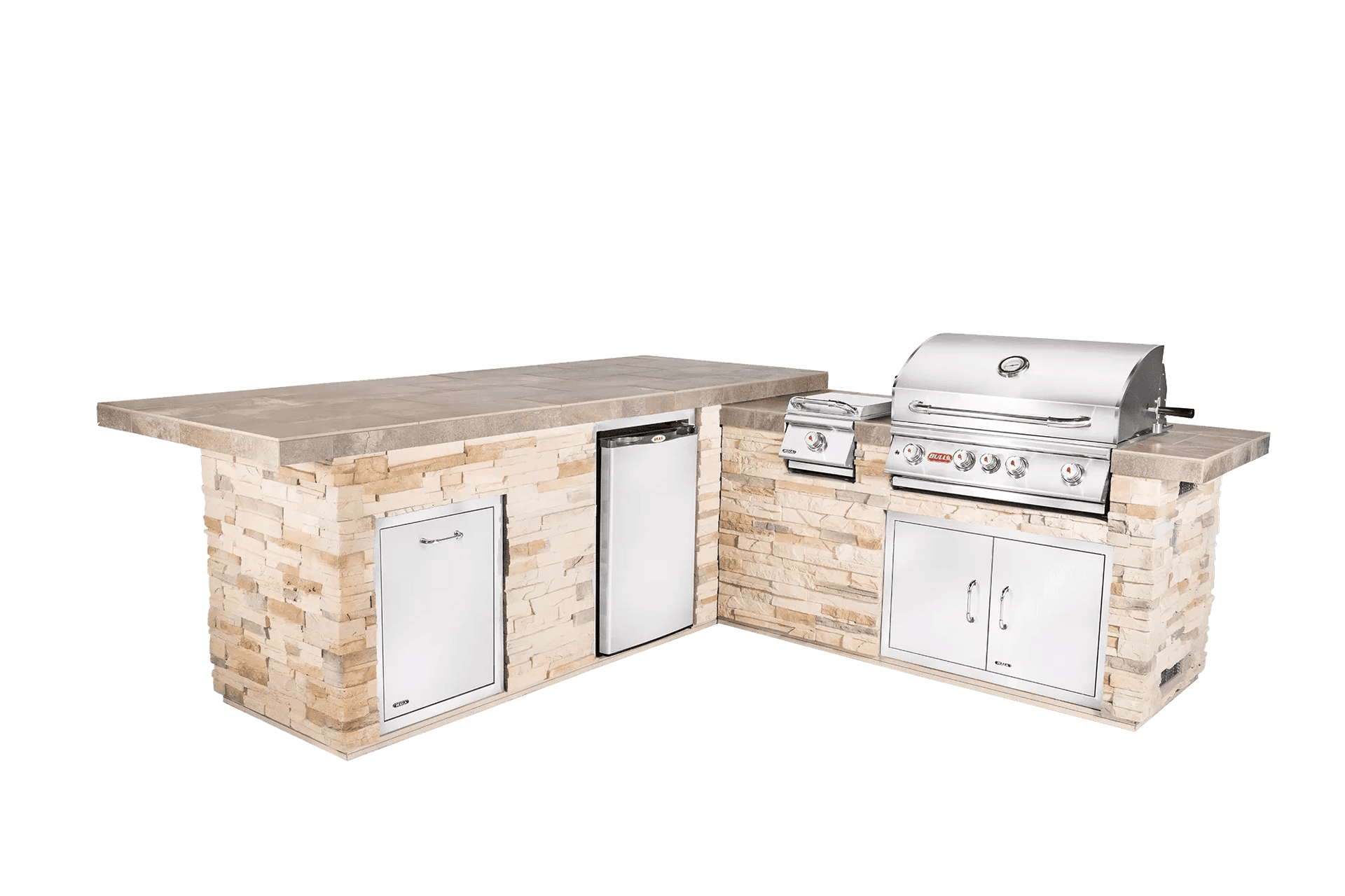 Bull Island Gourmet Q L Shaped Outdoor Kitchen & Grill Quartzsite Base - 31020-NG