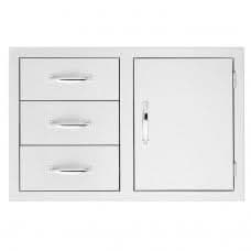 Summerset 33 Inch Stainless Steel Flush Mount Access Door & Triple Drawer Combo - SSDC3-33